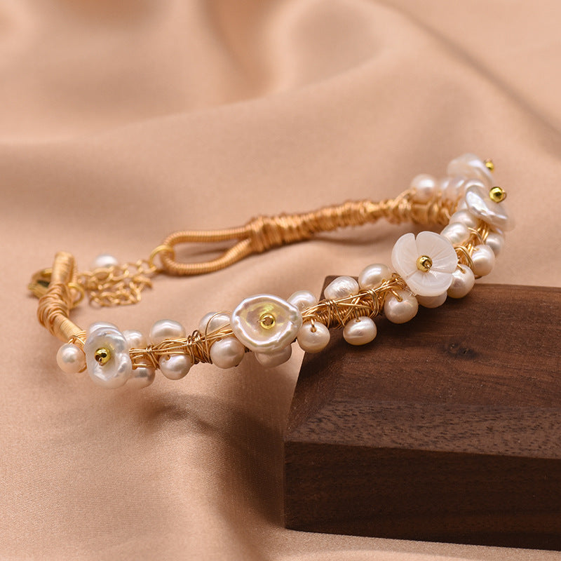 Bracelet en perles naturelles, bracelet vintage de style coréen, bracelet simple et luxueux pour femmes, accessoires de mode