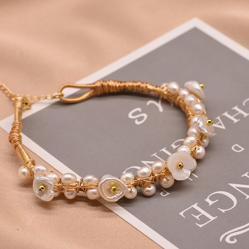 Bracelet en perles naturelles, bracelet vintage de style coréen, bracelet simple et luxueux pour femmes, accessoires de mode