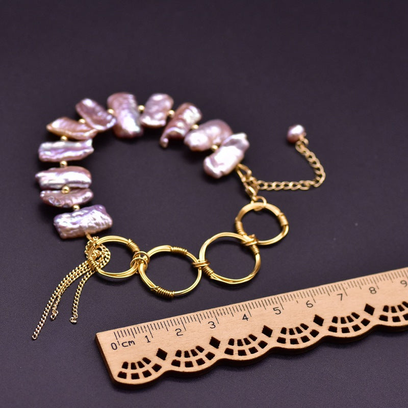 Bracelet en perles naturelles, chaîne baroque en eau douce, accessoires originaux, plaqué or 18k, couleur résistante, vente en gros pour femmes