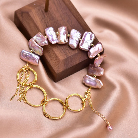 Bracelet en perles naturelles, chaîne baroque en eau douce, accessoires originaux, plaqué or 18k, couleur résistante, vente en gros pour femmes
