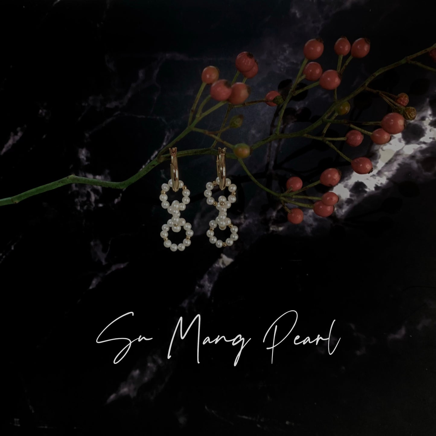 Boucles d'oreilles créoles entrelacées en perles naturelles, argent sterling S925