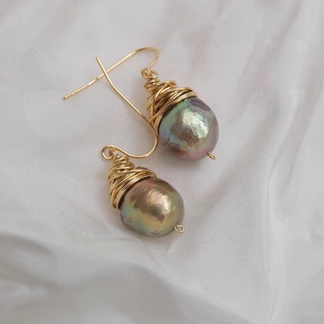 Boucles d'oreilles en perles naturelles baroques de la fille aux perles, crochets d'oreilles, cadeau d'anniversaire, accessoires de mode élégants