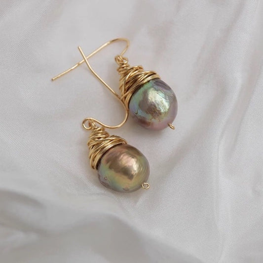 Boucles d'oreilles en perles naturelles baroques de la fille aux perles, crochets d'oreilles, cadeau d'anniversaire, accessoires de mode élégants