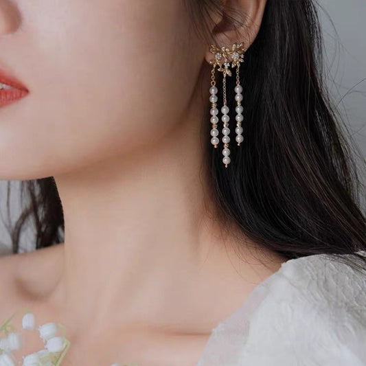Boucles d'oreilles en perles d'eau douce ak naturelles et lumineuses, style frais et élégant, cadeau pour les amies