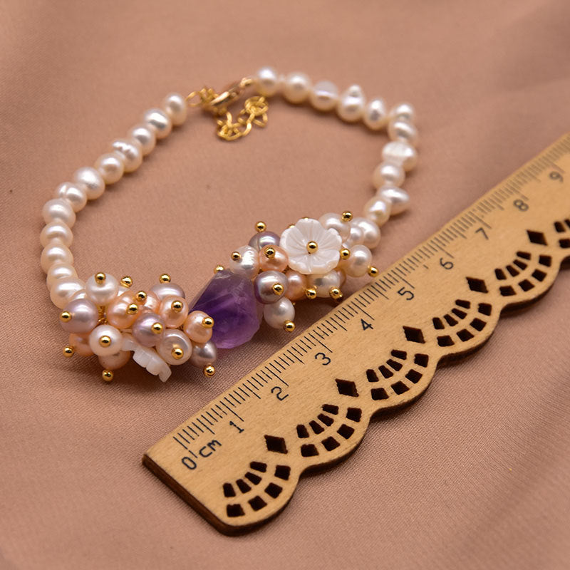 Bracelet en perles d'eau douce naturelles pour femmes, style original, rétro européen et américain, véritable bijou en perles