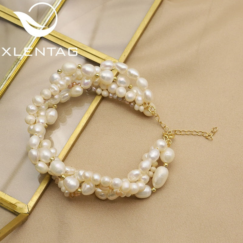Bracelet en perles naturelles, design polyvalent, perles enfilées, double couche, bijou tissé, luxe léger, accessoires haut de gamme, haute qualité
