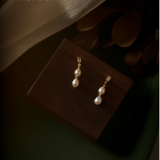 Boucles d'oreilles en perles d'eau douce naturelles Xiaomi en argent s925, clips d'oreilles, style élégant, perles en forme de riz, petites et mignonnes, cadeau