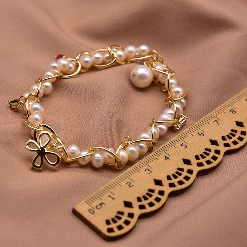 Bracelet en perles d'eau douce naturelles pour femmes, mode européenne et américaine, style personnel, fait à la main