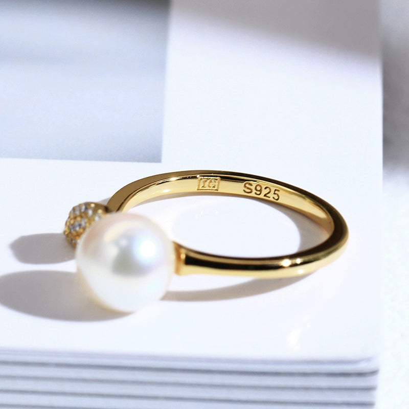 Bague SuMang Jewelry en argent S925, style sobre, avec perle d'eau douce naturelle de 7 à 8 mm