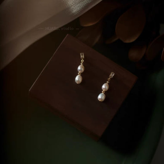 Boucles d'oreilles en perles d'eau douce naturelles Xiaomi en argent s925, clips d'oreilles, style élégant, perles en forme de riz, petites et mignonnes, cadeau