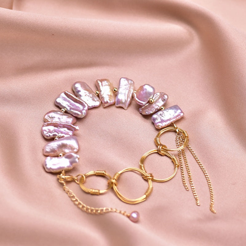 Bracelet en perles naturelles, chaîne baroque en eau douce, accessoires originaux, plaqué or 18k, couleur résistante, vente en gros pour femmes