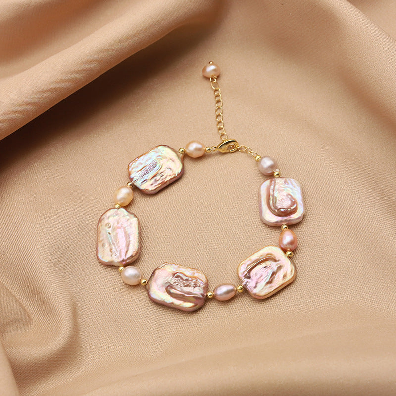 Bracelet en perles naturelles, sensation haut de gamme, perles baroques entrecoupées de petites perles dorées, accessoires simples et élégants