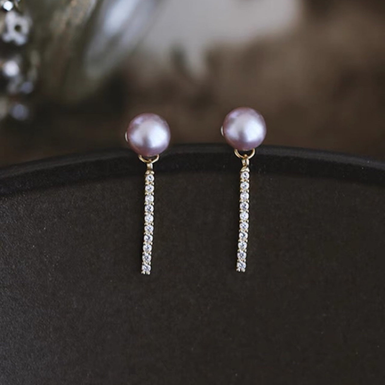 Boucles d'oreilles en perles d'eau douce violettes naturelles, élégantes et polyvalentes, simples et sucrées, en argent 925