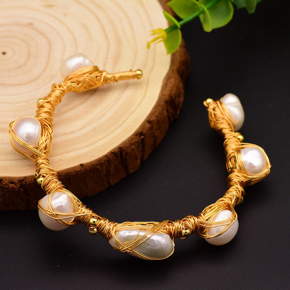 Bracelet en perles naturelles, bracelet vintage de style coréen, bracelet simple et luxueux pour femmes, accessoires de mode