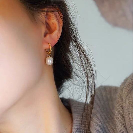 Boucles d'oreilles en perles naturelles pour femmes, design unique, en dentelle, avec aiguille en argent 925, plaqué or, créoles ajourées, clous d'oreilles, accessoires élégants