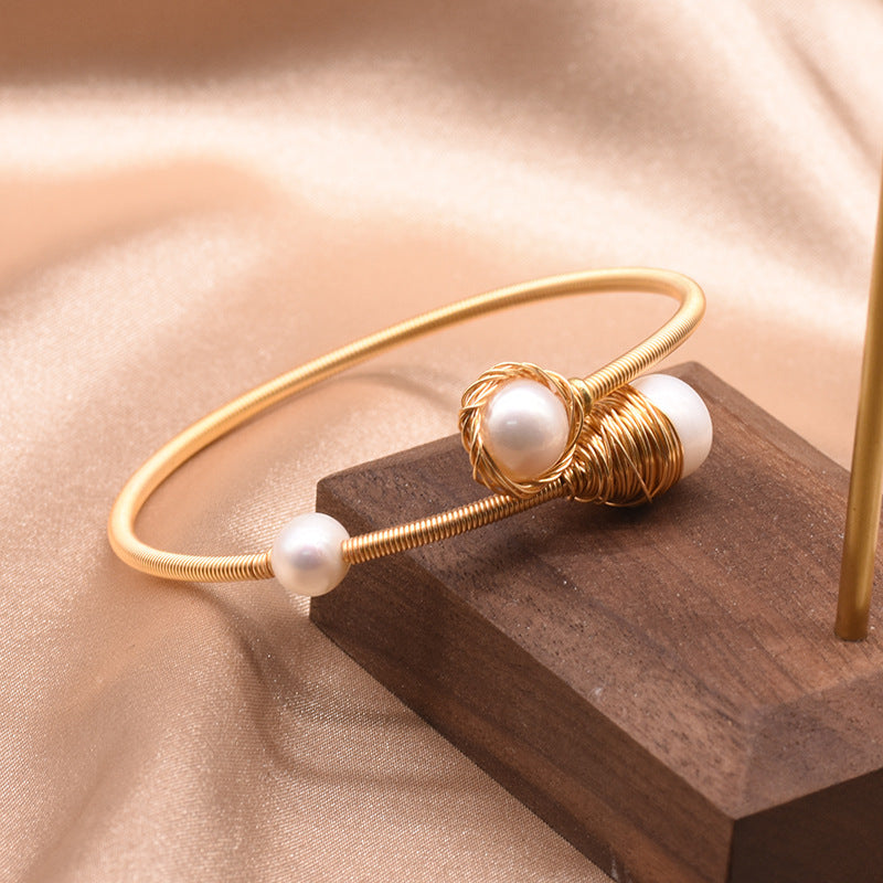 Bracelet en perles naturelles, bracelet vintage de style coréen, bracelet simple et luxueux pour femmes, accessoires de mode