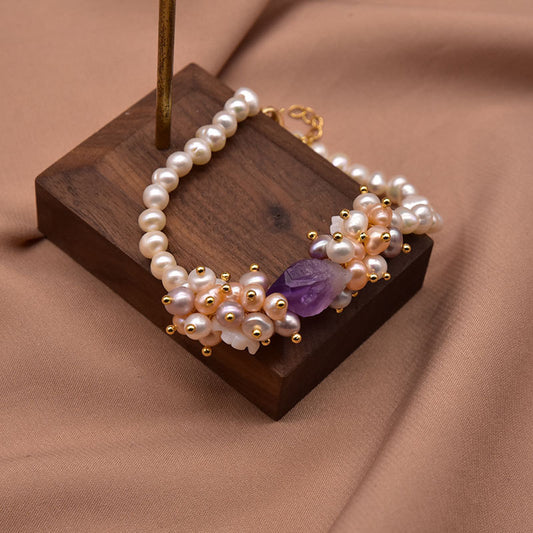 Bracelet en perles d'eau douce naturelles pour femmes, style original, rétro européen et américain, véritable bijou en perles