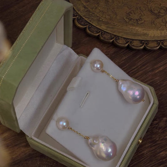 Boucles d'oreilles en perles baroques naturelles rétro 2024 pour femmes, style ins, minimalistes, luxe abordable, aiguille en argent, coréen