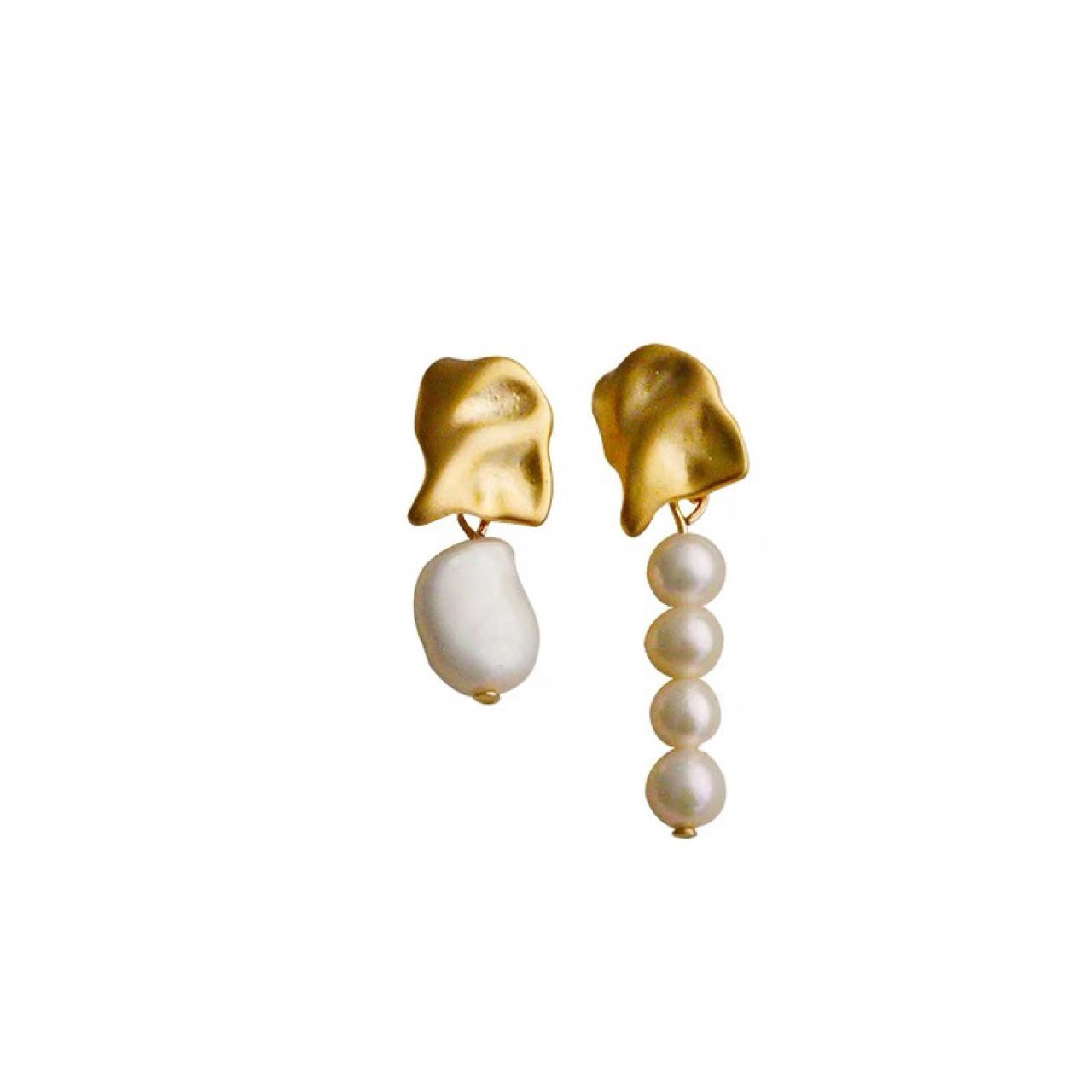 Boucles d'oreilles en perles de riz baroque irrégulières pour femmes, style français, douces, asymétriques, vintage, AB