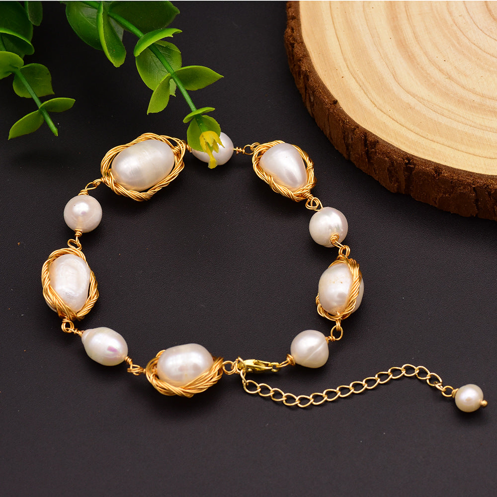 Bracelet en perles avec un design vintage européen et américain, bracelet enroulé de haute qualité