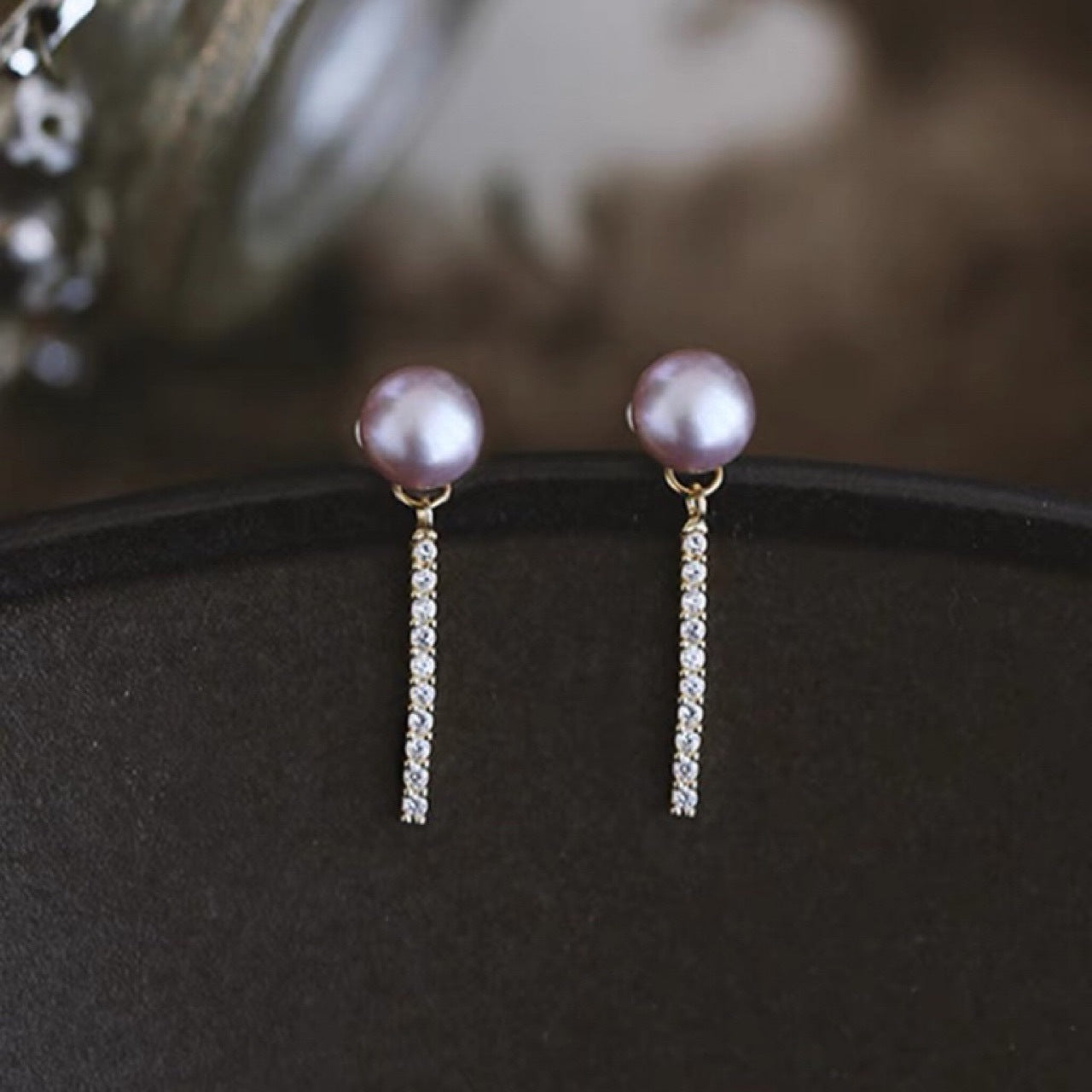 Boucles d'oreilles en perles d'eau douce violettes naturelles, élégantes et polyvalentes, simples et sucrées, en argent 925