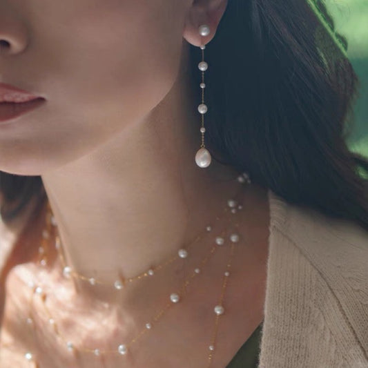 Nouvelle paire de boucles d'oreilles en perles d'eau douce, clous d'oreilles, étoiles scintillantes, en argent s925 plaqué or 18k, bijoux pour petite amie ou amie.