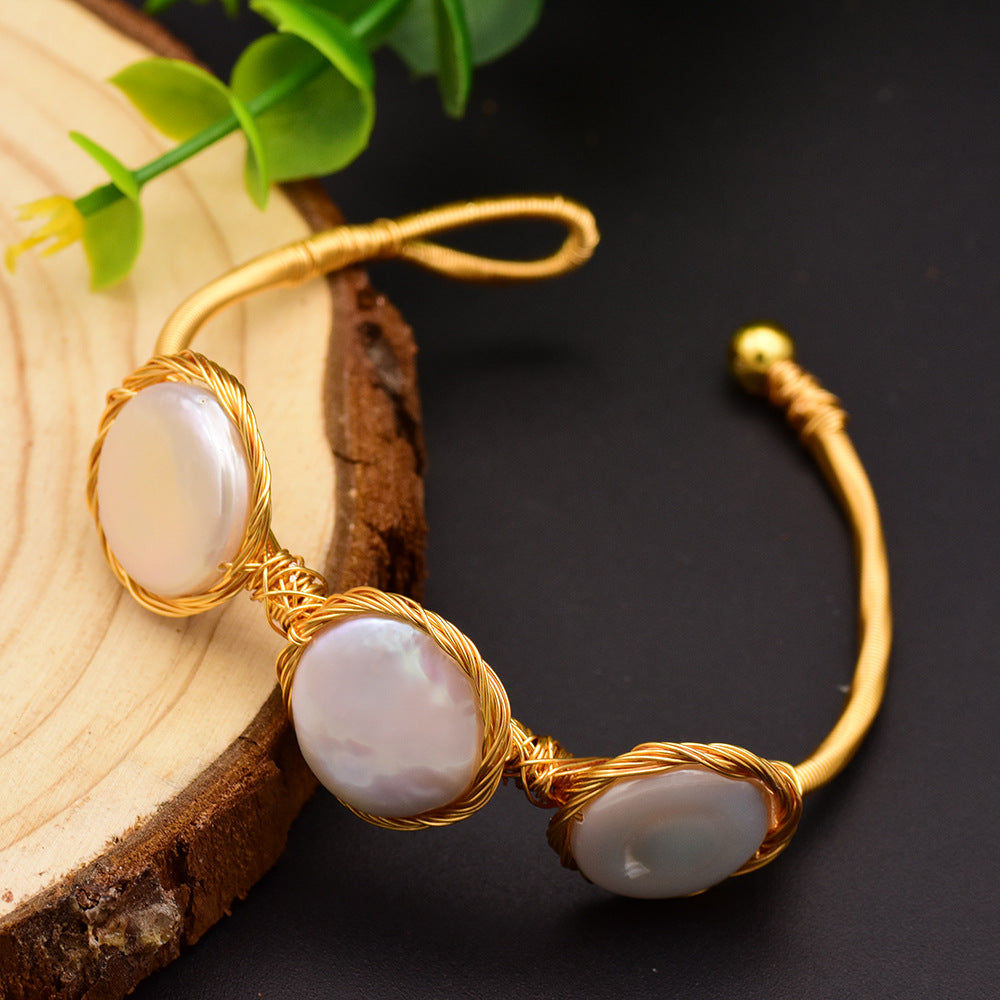 Bracelet en perles naturelles, bracelet vintage de style coréen, bracelet simple et luxueux pour femmes, accessoires de mode
