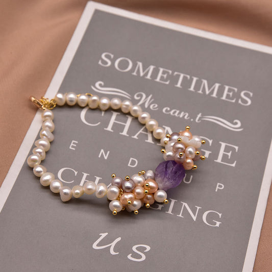 Bracelet en perles d'eau douce naturelles pour femmes, style original, rétro européen et américain, véritable bijou en perles