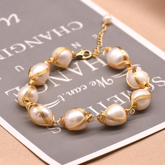 Bracelet en perles avec un design vintage européen et américain, bracelet enroulé de haute qualité
