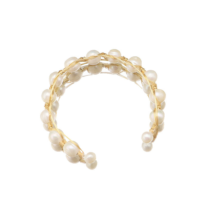 Bracelet en perles naturelles avec ouverture élastique, bracelet en fil torsadé, design haut de gamme et de niche