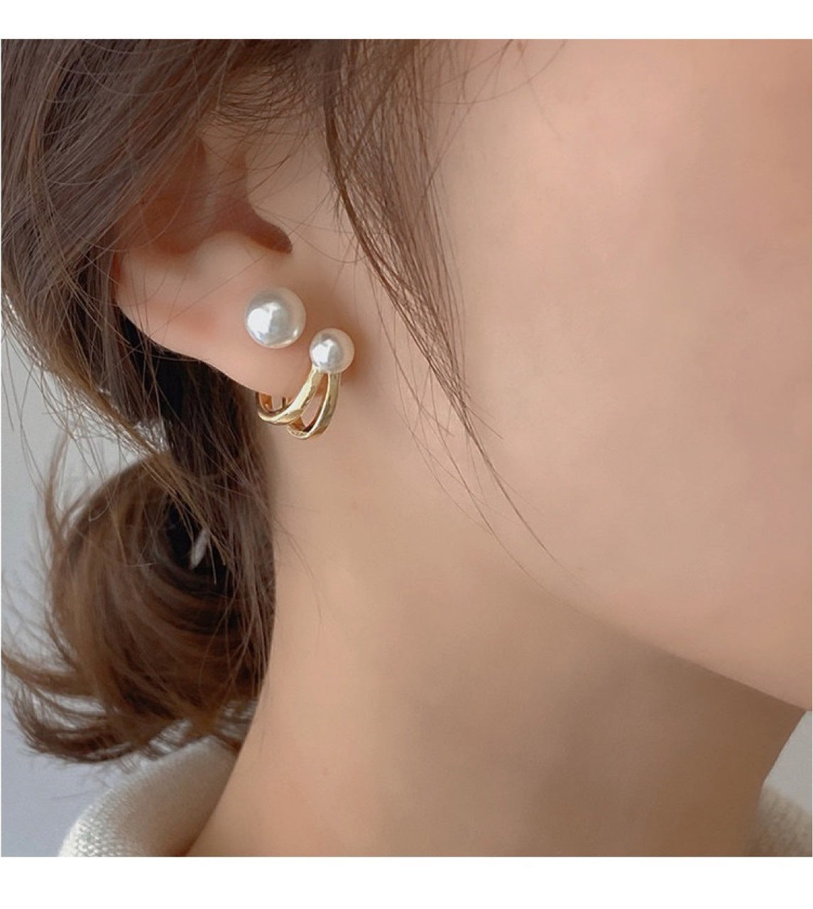 Boucles d'oreilles en perles de culture d'eau douce naturelles à porter de deux manières, design minimaliste pour femmes, style rétro français, accessoires d'oreilles à la personnalité unique