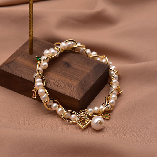 Bracelet en perles d'eau douce naturelles pour femmes, mode européenne et américaine, style personnel, fait à la main