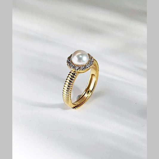 Bague de luxe en perle atmosphérique, bijou à faire soi-même, perle d'eau douce naturelle de 5 à 6 mm, plaquée argent S925