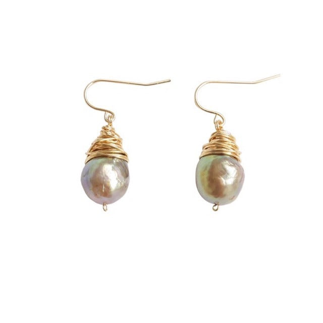 Boucles d'oreilles en perles naturelles baroques de la fille aux perles, crochets d'oreilles, cadeau d'anniversaire, accessoires de mode élégants