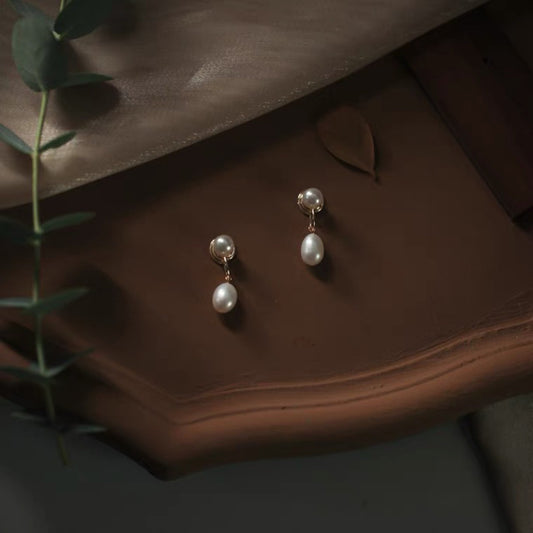 Boucles d'oreilles en perles naturelles simples et polyvalentes, avec des crochets en argent s925, pour un look doux