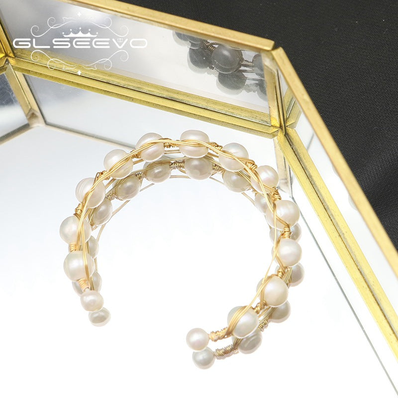 Bracelet en perles naturelles avec ouverture élastique, bracelet en fil torsadé, design haut de gamme et de niche