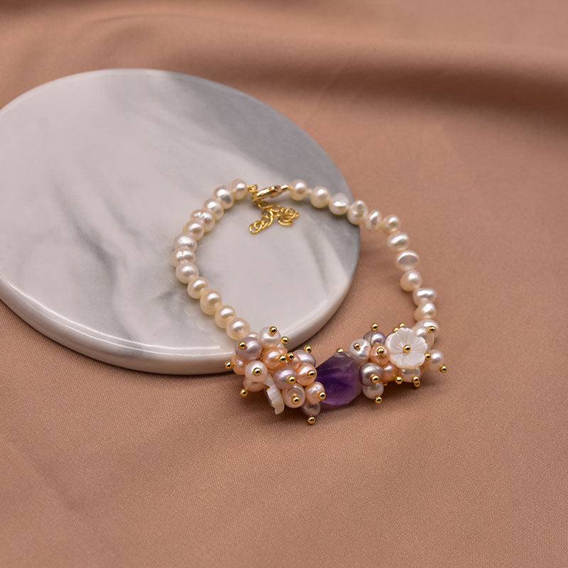 Bracelet en perles d'eau douce naturelles pour femmes, style original, rétro européen et américain, véritable bijou en perles