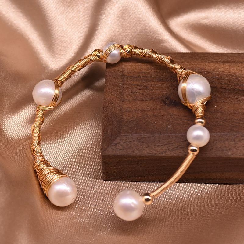 Bracelet en perles naturelles, bracelet vintage de style coréen, bracelet simple et luxueux pour femmes, accessoires de mode