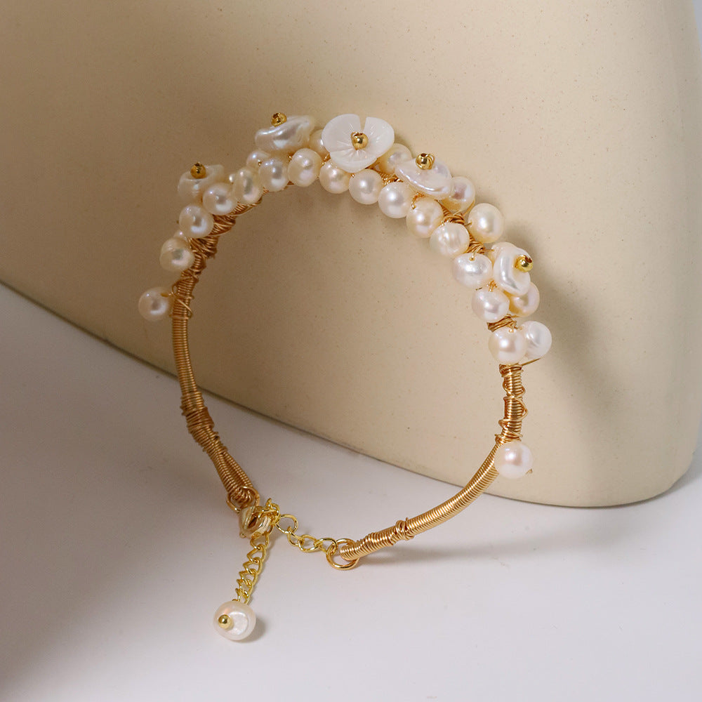 Bracelet en perles naturelles, bracelet vintage de style coréen, bracelet simple et luxueux pour femmes, accessoires de mode