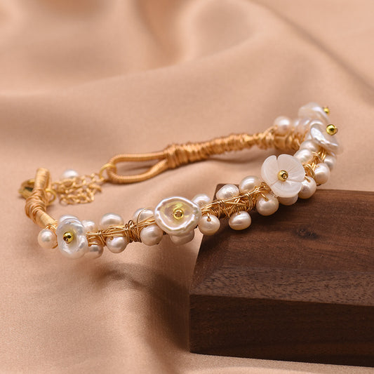 Bracelet en perles naturelles, bracelet vintage de style coréen, bracelet simple et luxueux pour femmes, accessoires de mode