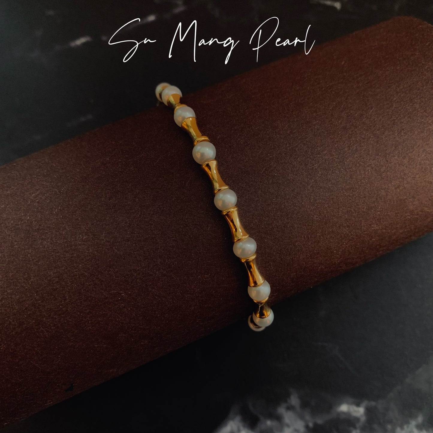 Bracelet « Petite Taille » en perles et nœud de bambou, argent sterling plaqué or 18 carats, accessoire de luxe Niche Design