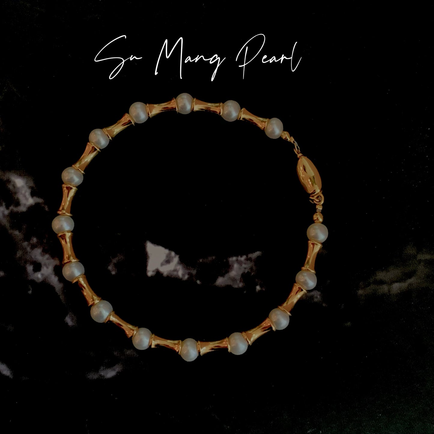 Bracelet « Petite Taille » en perles et nœud de bambou, argent sterling plaqué or 18 carats, accessoire de luxe Niche Design