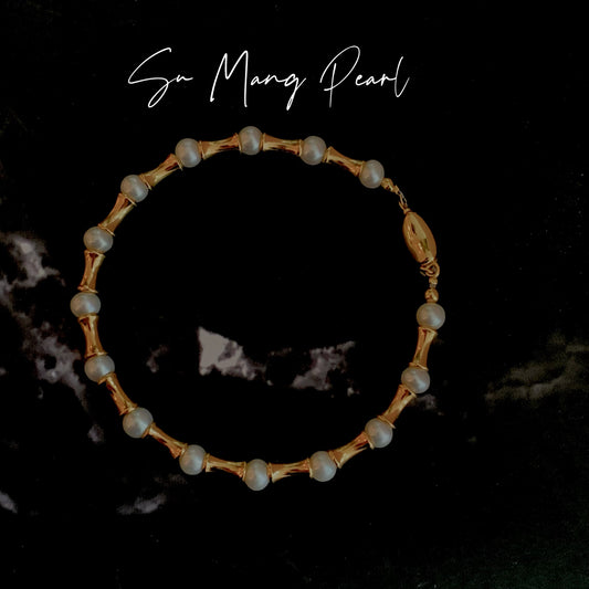 Bracelet « Petite Taille » en perles et nœud de bambou, argent sterling plaqué or 18 carats, accessoire de luxe Niche Design