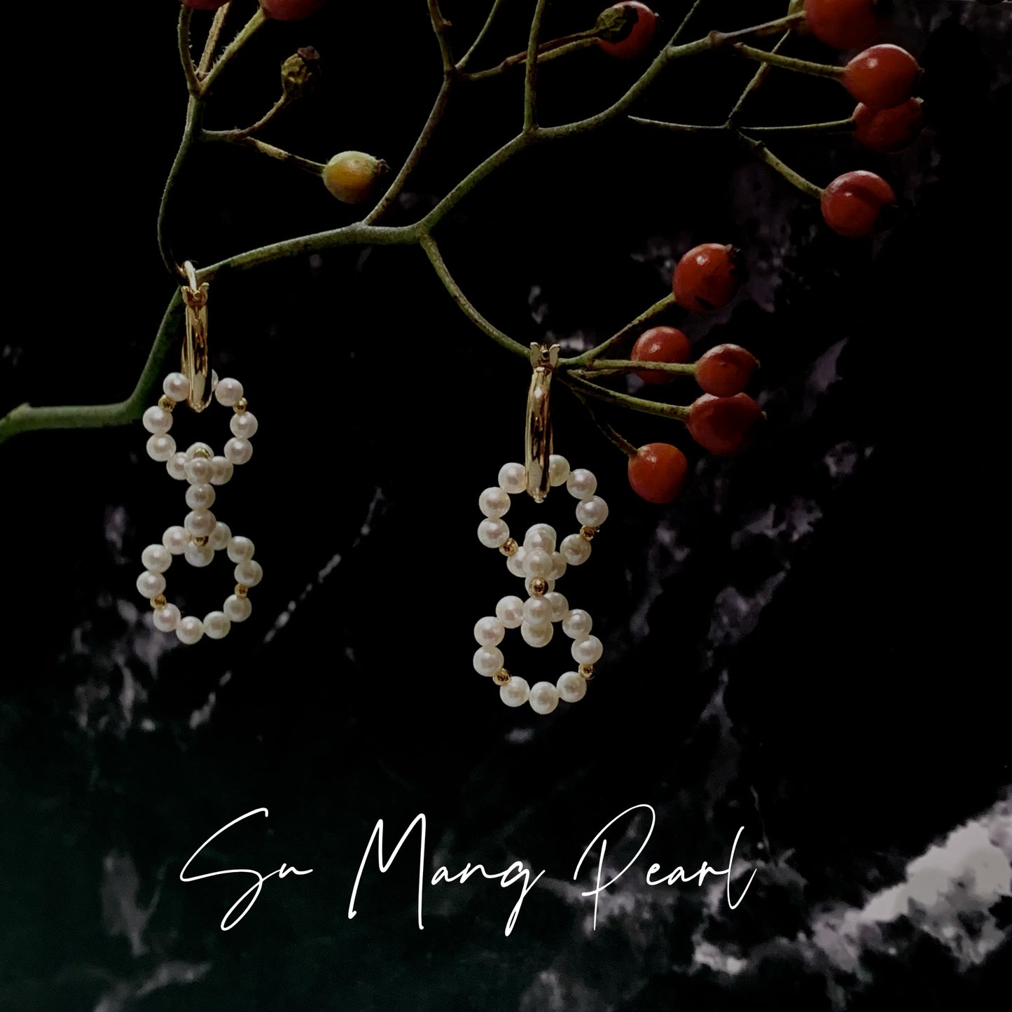 Boucles d'oreilles créoles entrelacées en perles naturelles, argent sterling S925