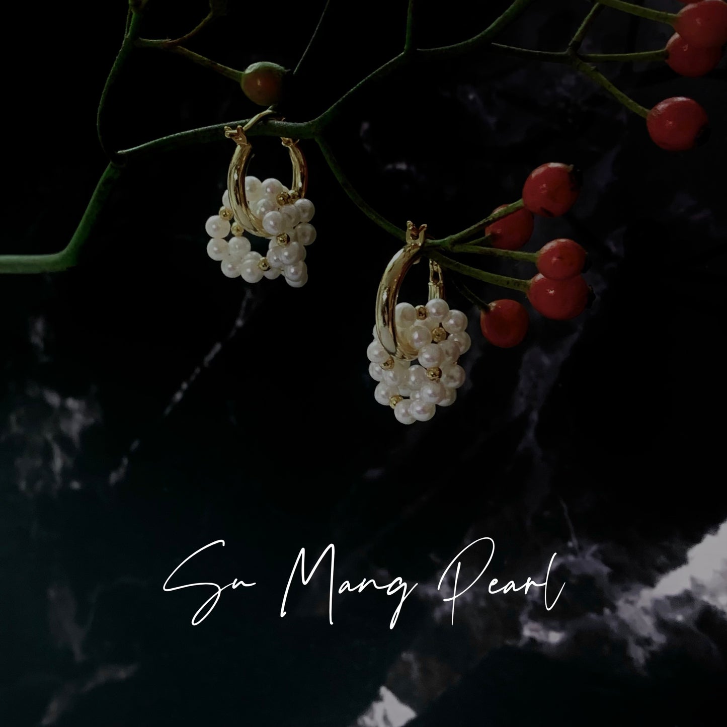 Boucles d'oreilles créoles entrelacées en perles naturelles, argent sterling S925