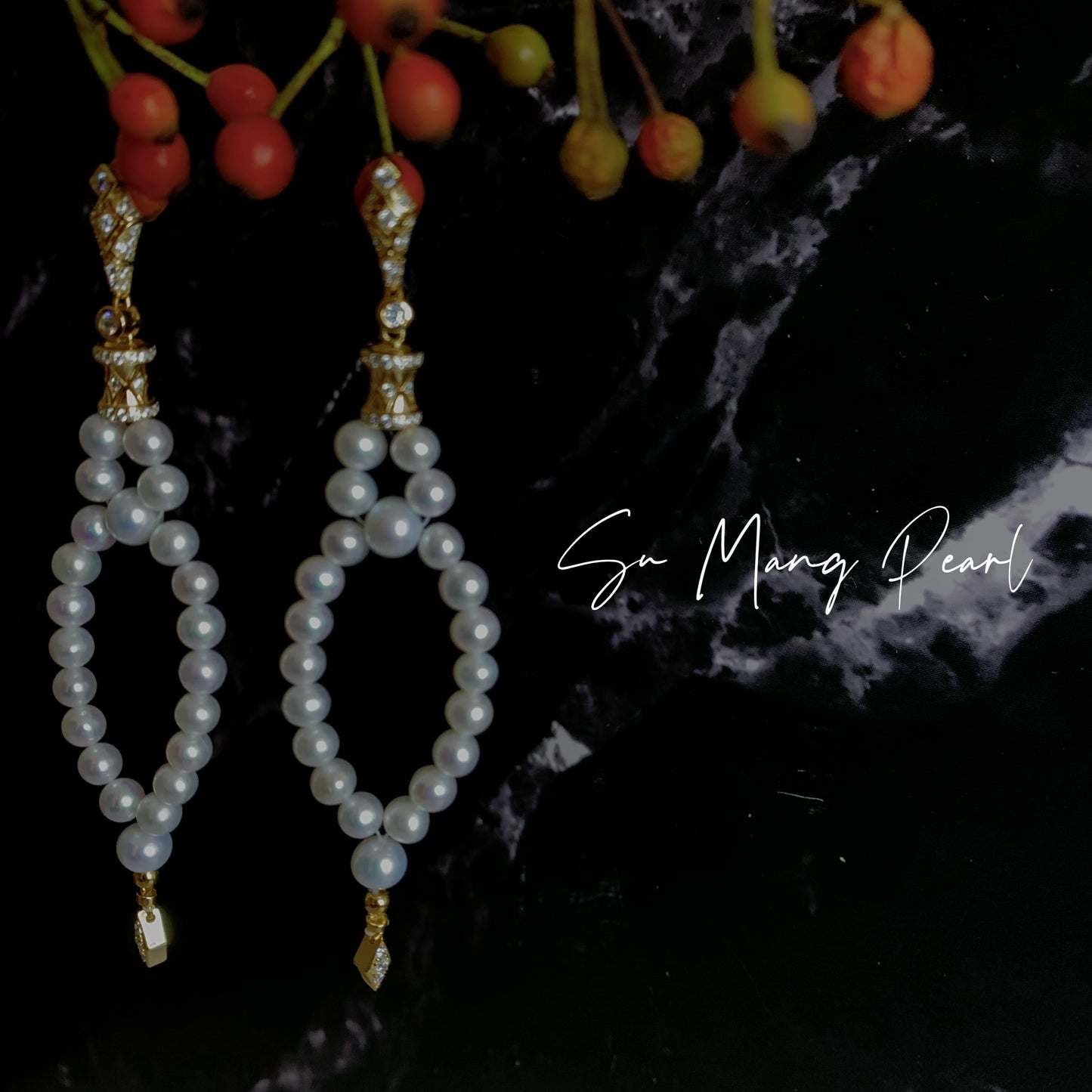 Retro Court Style Pearl Diamond-shaped Long Earrings, Gold Diamond-embellished Niche Earrings with Sense of Design