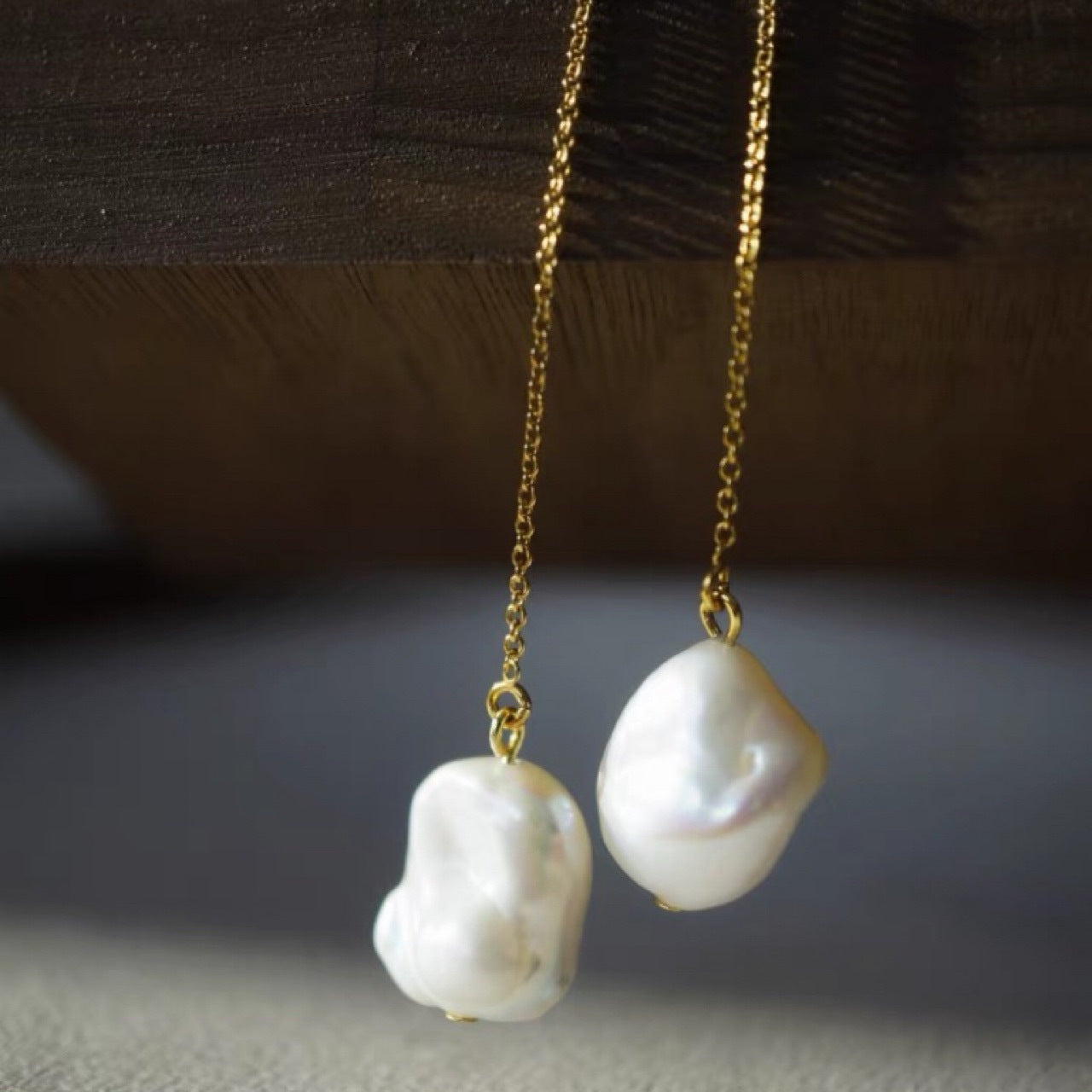 Boucles d'oreilles pendantes en perles baroques naturelles minimalistes, vintage français, irrégulières, longues, accessoires de mode asymétriques