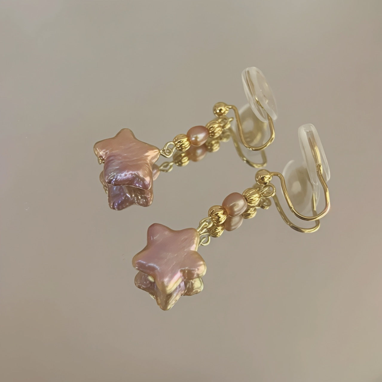 Boucles d'oreilles en perles de baroque étoilé violet naturel sans trou d'oreille, élégantes, avec aiguille en argent S925