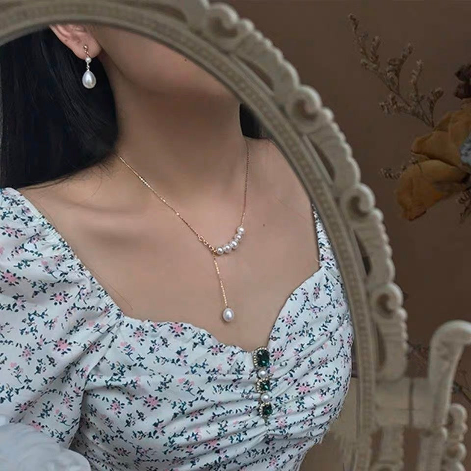 Boucles d'oreilles en véritable perle naturelle Baroque avec lumière forte, style rétro français, clous d'oreilles en perles d'eau douce, cadeau pour amie