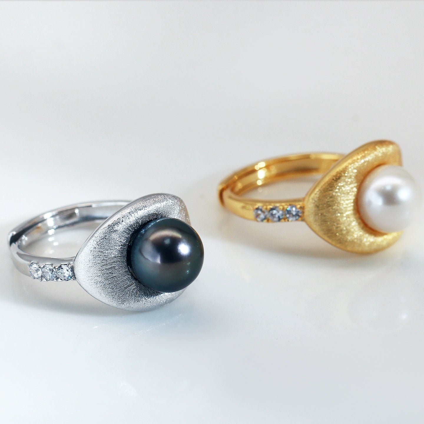 Bague légère et luxueuse en perle brossée, perle d'eau douce naturelle de 5 à 6 mm